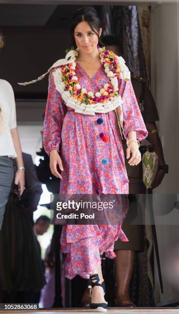 Meghan, Duchess of Sussex attends a morning tea reception at the British High Commissioners Residence on October 24, 2018 in Suva, Fiji. The Duke...