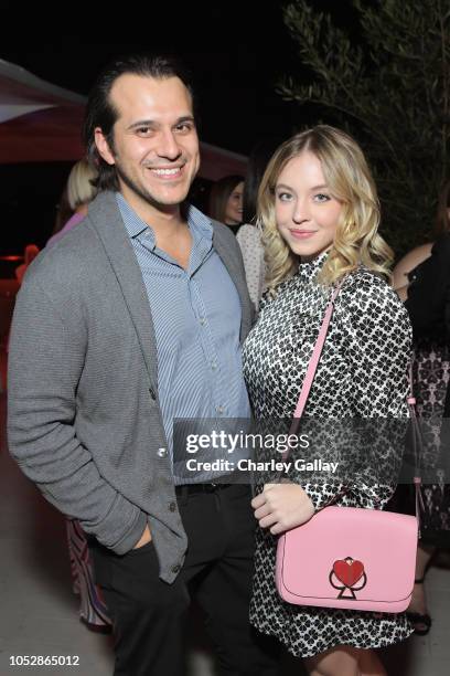 Jonathan Davino and Sydney Sweeney attend the InStyle and Kate Spade dinner at Spring Place on October 23, 2018 in Los Angeles, California.