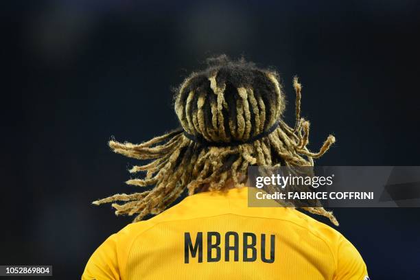 Young Boys' Swiss defender Kevin Mbabu runs during the UEFA Champions League Group H football match between Young Boys and Valencia at the Stade de...