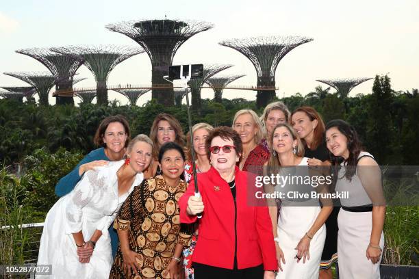 Left to right: YYayuk Basuki, Alicia Molik, Lindsey Davenport, Jennifer Capriati, Chris Evert , Billie Jean King, Martina Navratilova, Monica Seles,...