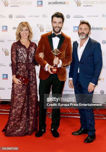Eva Isanta, Javier Rey and Fernando Tejero attend Iris Television Awards Photocall at Kinepolis on October 23, 2018 in Madrid, Spain.