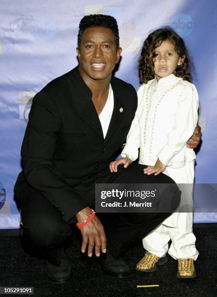 Jermaine Jackson and son during "Motown 45" Anniversary Celebration - Press Room - April 4, 2004 at Shrine Auditorium in Los Angeles, California,...