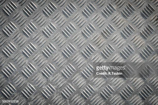metal floor plate with diamond pattern texture for background - silver metal plate stock pictures, royalty-free photos & images