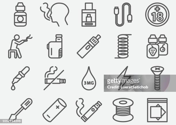 electronic cigarette line icons - smoking issues stock illustrations