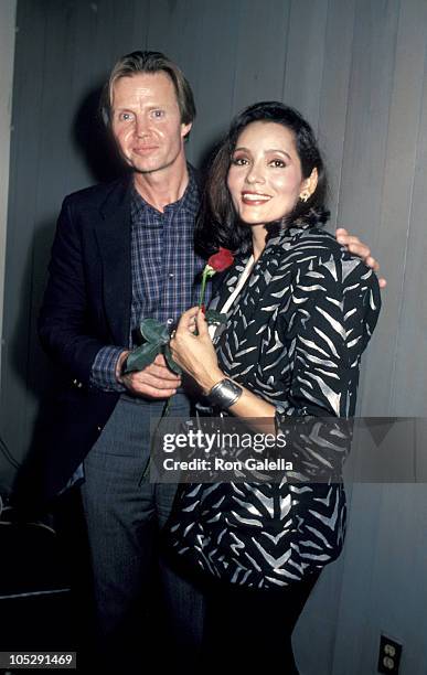 Jon Voight and Barbara Carrera during "Welcome Home Vets" - February 24, 1986 at The Forum in Los Angeles, California, United States.