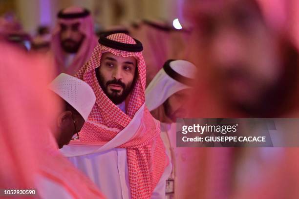 Saudi Crown Prince Mohammed bin Salman arrives at the Future Investment Initiative FII conference in the Saudi capital Riyadh on October 24, 2018. -...