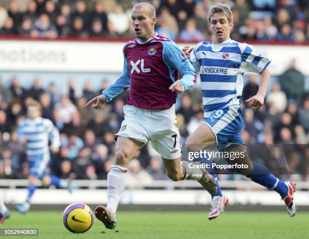 Freddie Ljungberg of West Ham in action during the Barclays Premier League match between West Ham United and Reading at Upton Park in London, England...