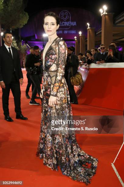 Claire Foy walks the red carpet ahead of the "The Girl In The Spider's Web" screening during the 13th Rome Film Fest at Auditorium Parco Della Musica...