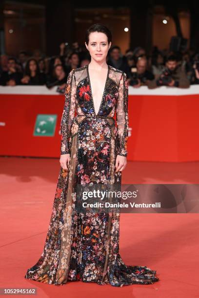 Claire Foy walks the red carpet ahead of the "The Girl In The Spider's Web" screening during the 13th Rome Film Fest at Auditorium Parco Della Musica...