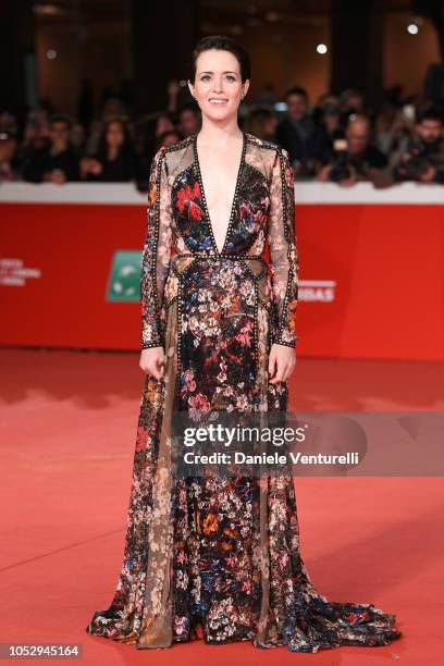 Claire Foy walks the red carpet ahead of the "The Girl In The Spider's Web" screening during the 13th Rome Film Fest at Auditorium Parco Della Musica...