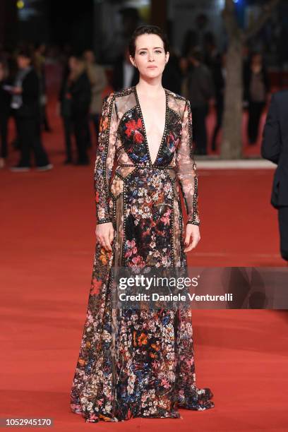 Claire Foy walks the red carpet ahead of the "The Girl In The Spider's Web" screening during the 13th Rome Film Fest at Auditorium Parco Della Musica...