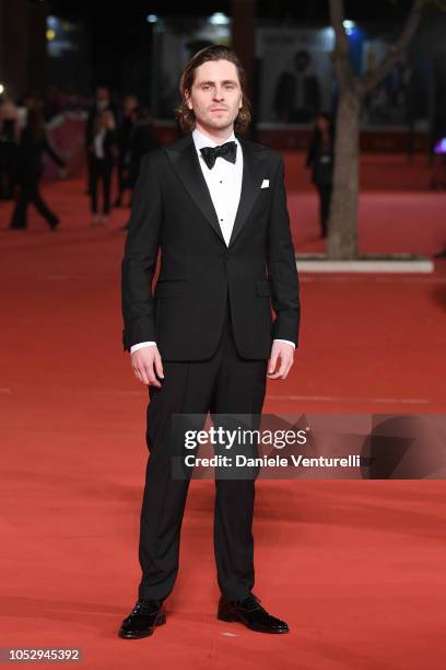 Sverrir Gudnason walks the red carpet ahead of the "The Girl In The Spider's Web" screening during the 13th Rome Film Fest at Auditorium Parco Della...