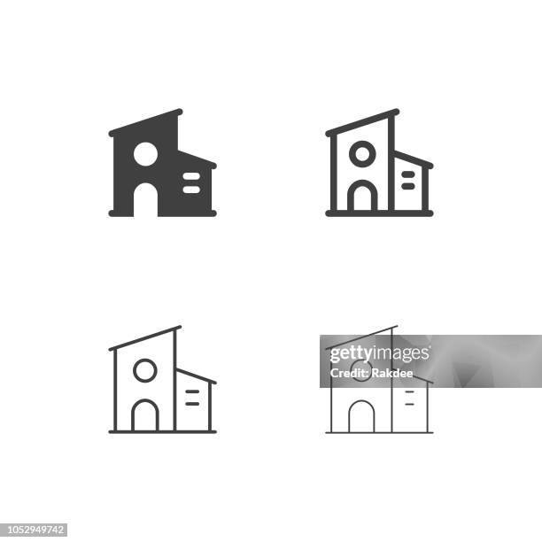modern house icons - multi series - chalet stock illustrations