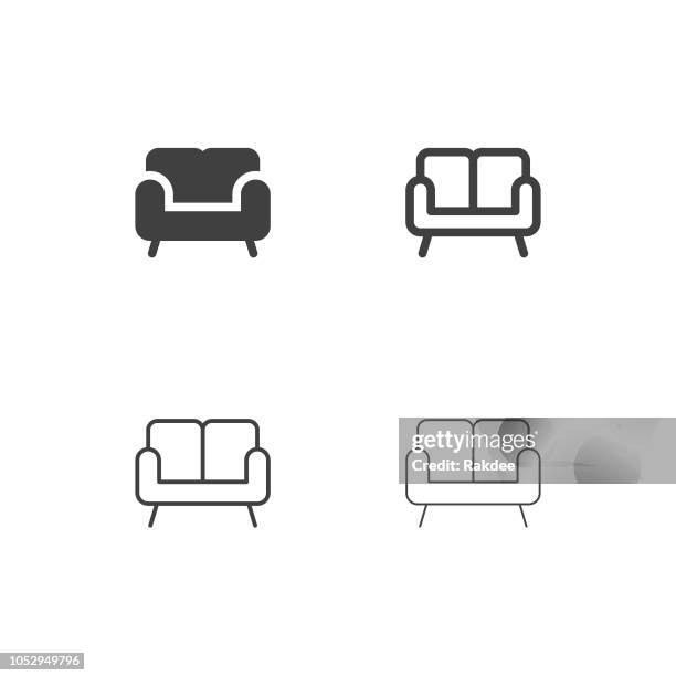 stockillustraties, clipart, cartoons en iconen met sofa icons - multi-serie - armstoel