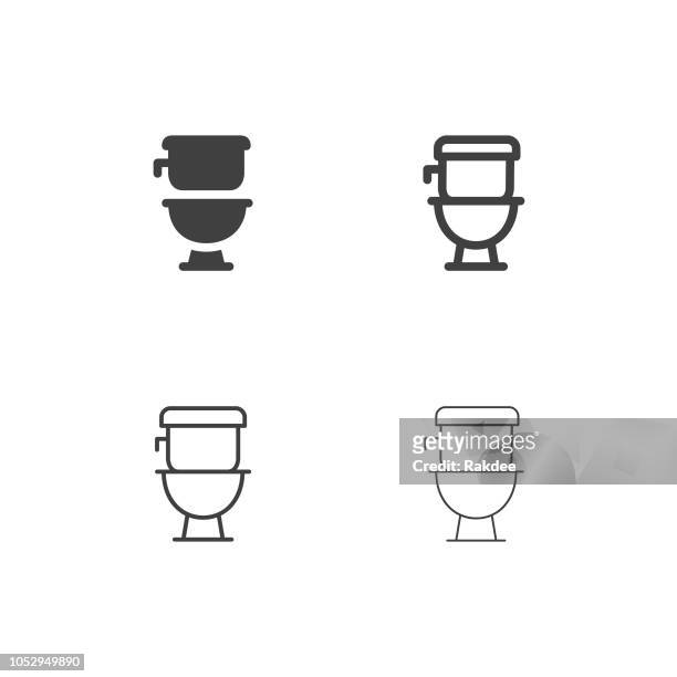 illustrazioni stock, clip art, cartoni animati e icone di tendenza di icone della toilette a filo - serie multi - bathroom sign