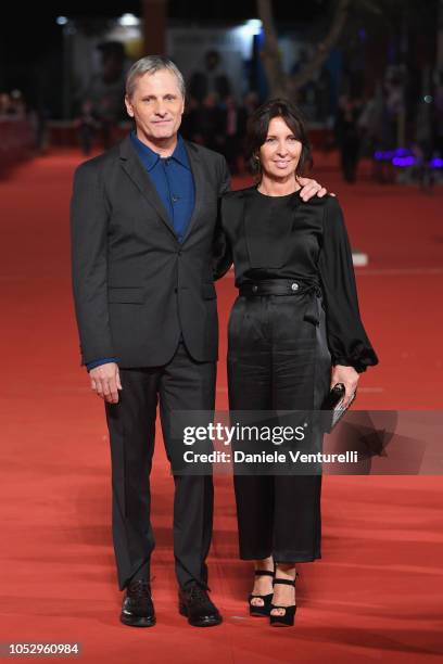 Viggo Mortensen and Raffaella Leone walk the red carpet ahead of the "Green Book" screening during the 13th Rome Film Fest at Auditorium Parco Della...