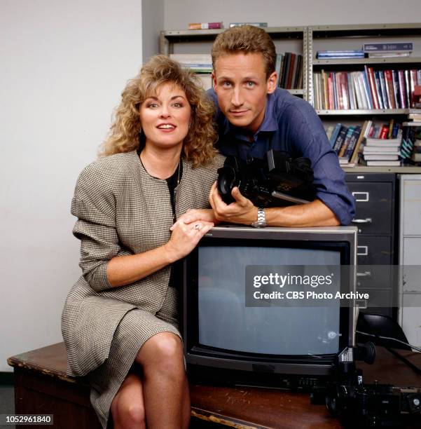 A CBS television drama series, about a high school journalism class. November 1, 1988. Los Angeles, CA. Pictured from left is Brynn Thayer and Sam...