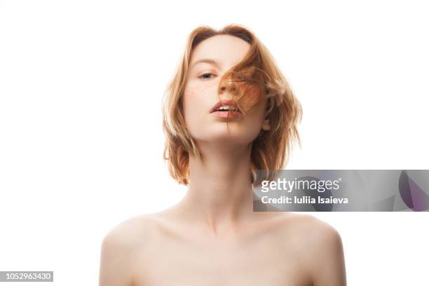 natural beauty woman looking at camera in studio - art modeling studio stock pictures, royalty-free photos & images
