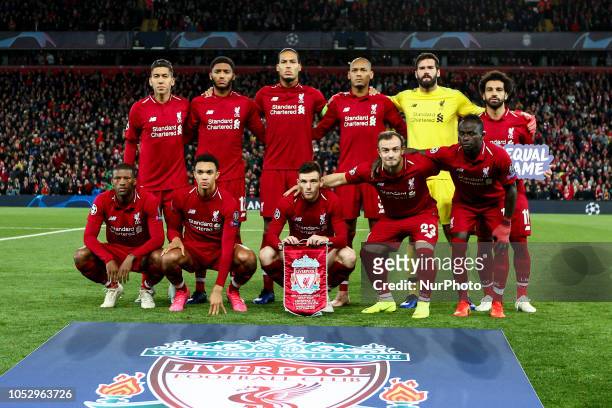 Liverpool team pose in order to be photographed before the Uefa Champions League Group Stage football match n.3 LIVERPOOL - CRVENA ZVEZDA on at the...