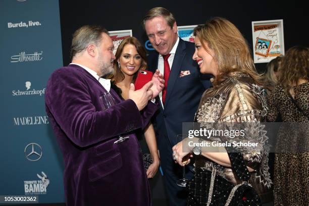 Prince Alexander zu Schaumburg-Lippe and his girlfriend Mahkameh Navabi and Christian von Boetticher and Madeline Willers during the Tribute to Bambi...