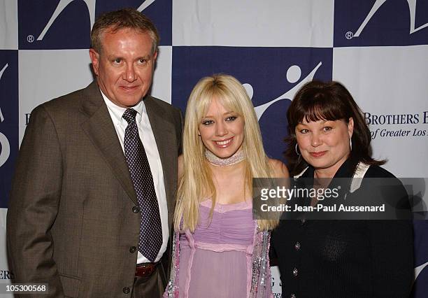 Hilary Duff and her parents Sue and Bob during The 2003 Rising Stars Gala Presented by Big Brothers, Big Sisters of Los Angeles at Century Plaza...