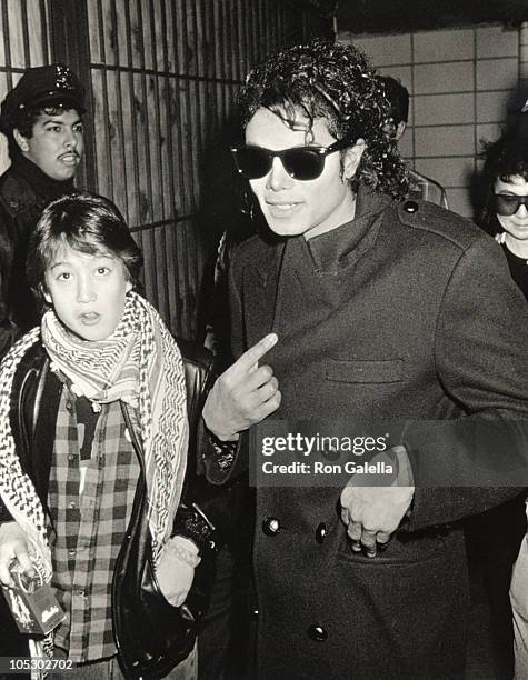 Michael Jackson & Sean Lennon during Filming Video for "Bad" - November 28, 1986 at Brooklyn Subway in New York City, New York, United States.