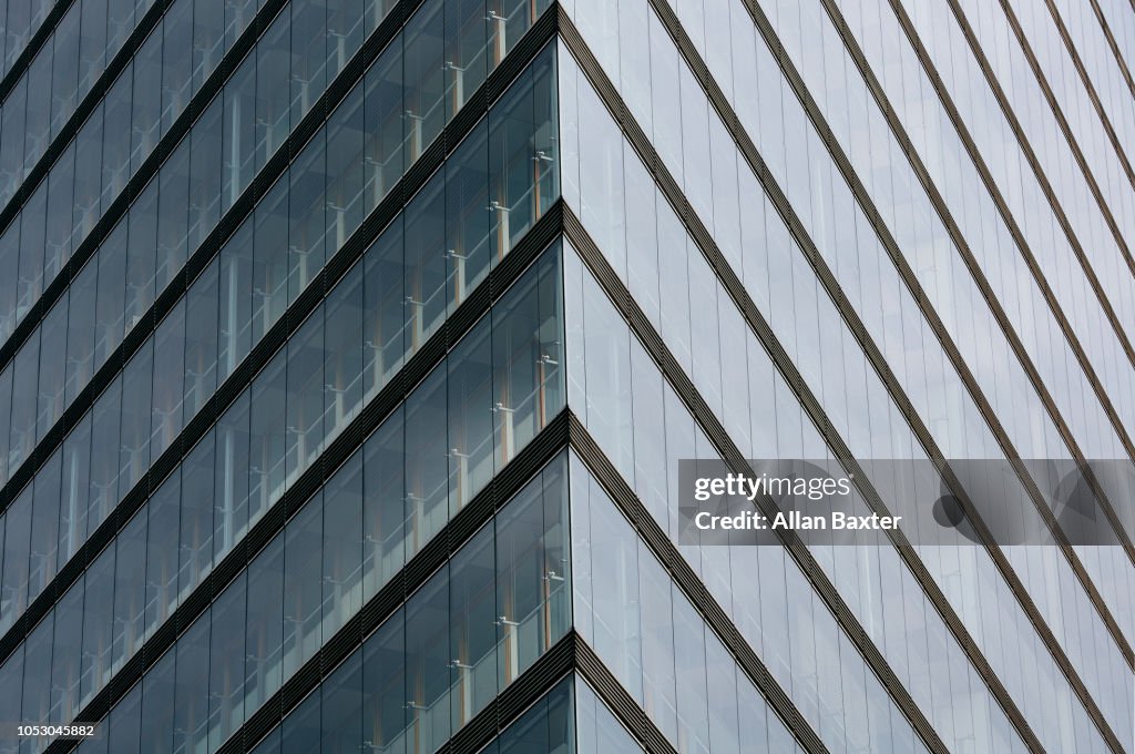 Architectural detail of the 'Stadttor' skyscraper in Dusseldorf