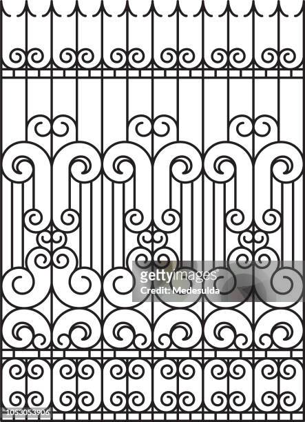 wrought iron gate metal - pointy architecture stock illustrations