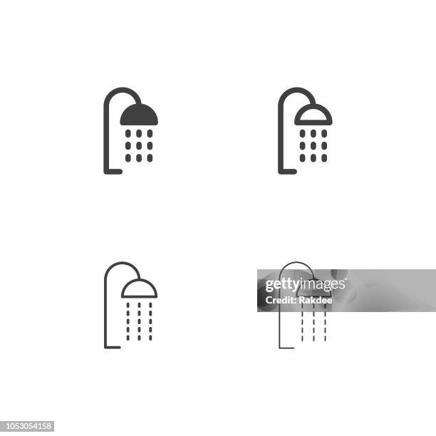 stockillustraties, clipart, cartoons en iconen met douche hoofd icons - multi-serie - men taking a shower