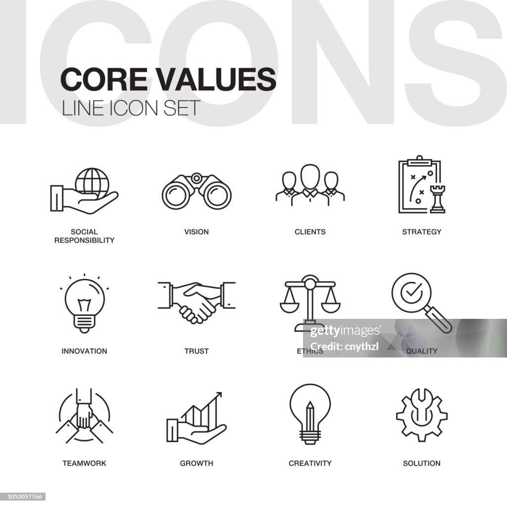 CORE VALUES LINE ICONS SET