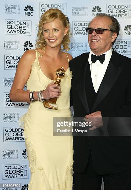 Charlize Theron, Charlize Theron, winner for Best Actress in a Drama "Monster" and Jack Nicholson