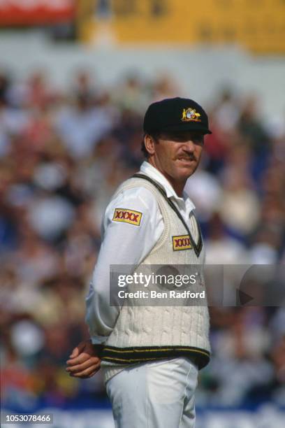 Australian captain Allan Border on the field during the first One Day International at Old Trafford, Manchester, 19th May 1993.