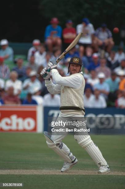Cricketer Allan Border of Australia batting against Durham, at Durham University Ground, Durham, 17th-19th July 1993.