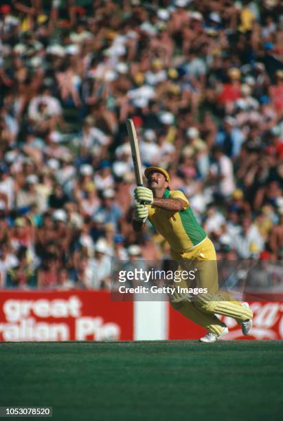 Australian cricketer Rod Marsh batting in a World Series Cricket match, Australia, circa 1978.