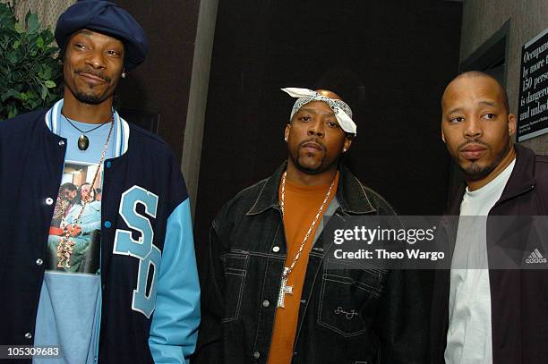 Snoop Dogg, Nate Dogg and Warren G of "213" during Snoop Dogg, Nate Dogg and Warren G Form Hip Hop Supergroup 213 at Millenium Hotel in New York...