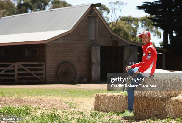 Alvaro Bautista of Spain and rider of the Angel Nieto Team poses at Churchill Island Heritage Farm during previews ahead of the 2018 MotoGP of...