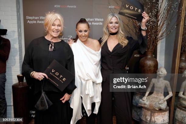 Deborra-lee Furness, Donna Karan, and Christie Brinkley attend the Stephan Weiss Apple Awards at Urban Zen on October 24, 2018 in New York City.