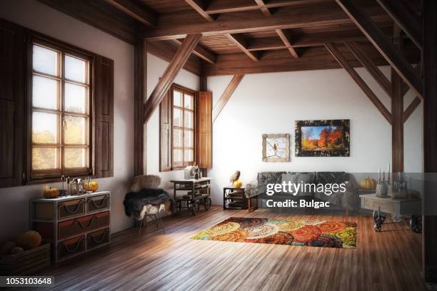 cozy home interior - rustic imagens e fotografias de stock