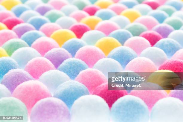 variegated fluffy wool balls - ball of wool ストックフォトと画像