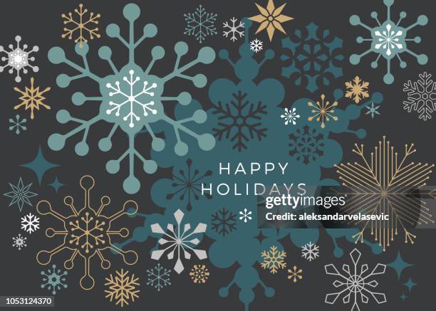 modern graphic snowflake holiday background - silver and gold background stock illustrations