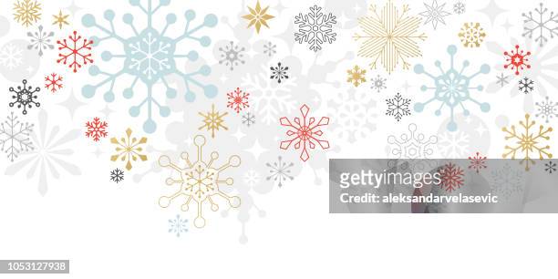 modern graphic snowflake holiday, christmas background - winter stock illustrations