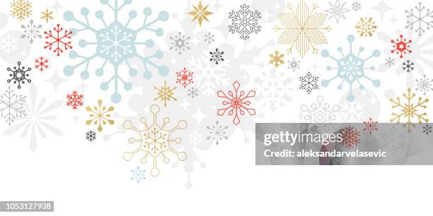 modern graphic snowflake holiday, christmas background - modern border stock illustrations