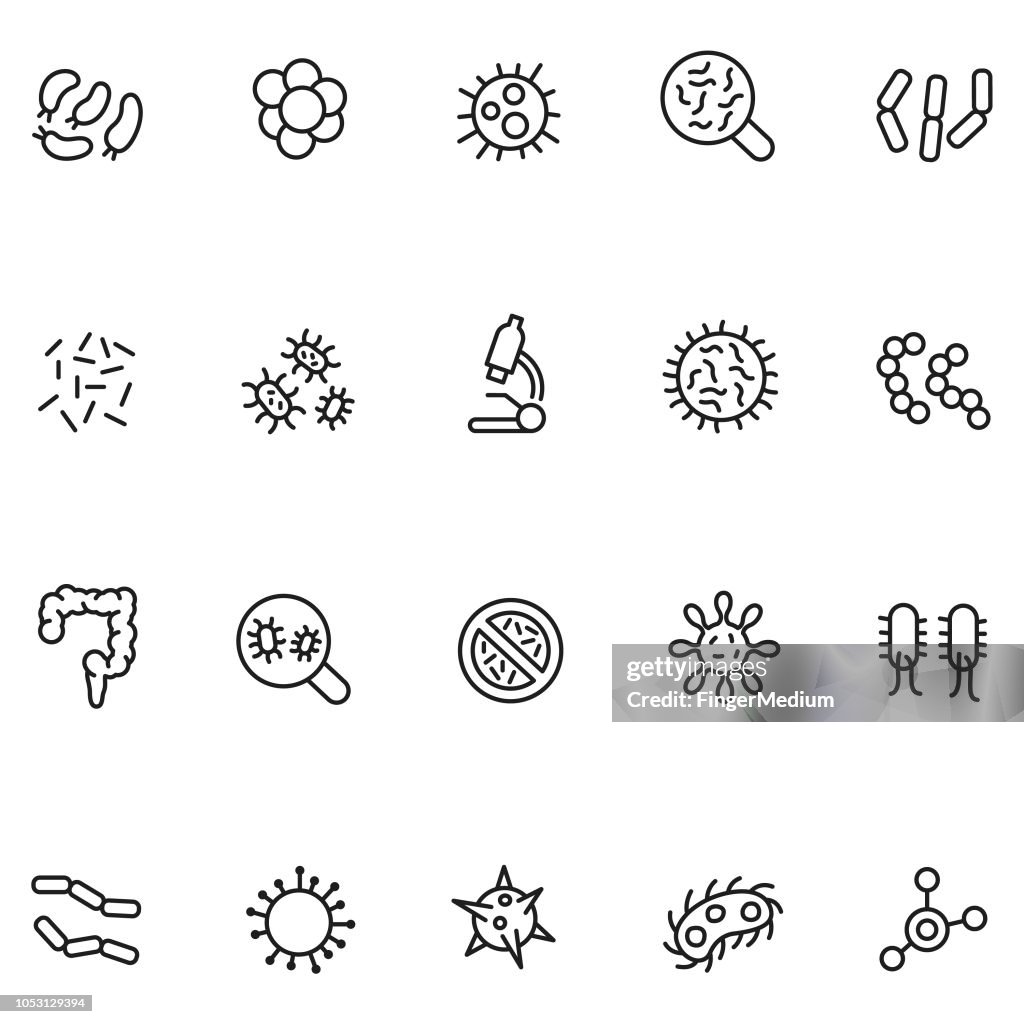 Bacteria icon set