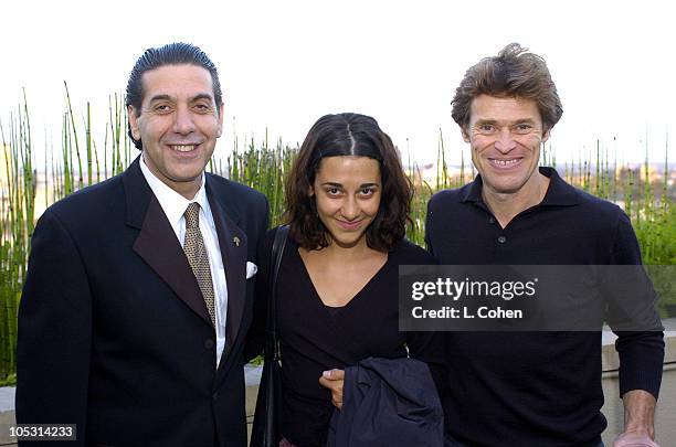 Jack Naderkhani, general manager of Raffles L'Ermitage, guest and Willem Dafoe