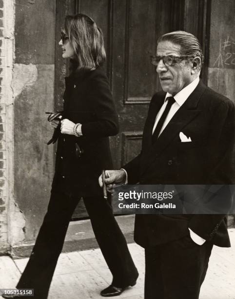 Jackie Kennedy Onassis and Aristotle Onassis during Jackie Onassis & Ari Onassis Walking After Having Lunch at P.J. Clark's at P.J. Clarke's in New...