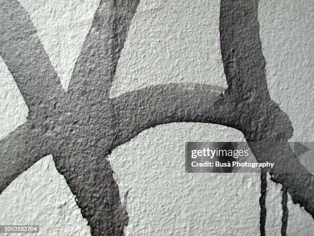 detail of spray writing on a white wall - handwriting background stock pictures, royalty-free photos & images