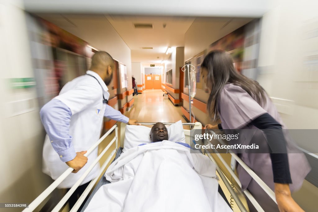 Rushing a patient to the Emergency room