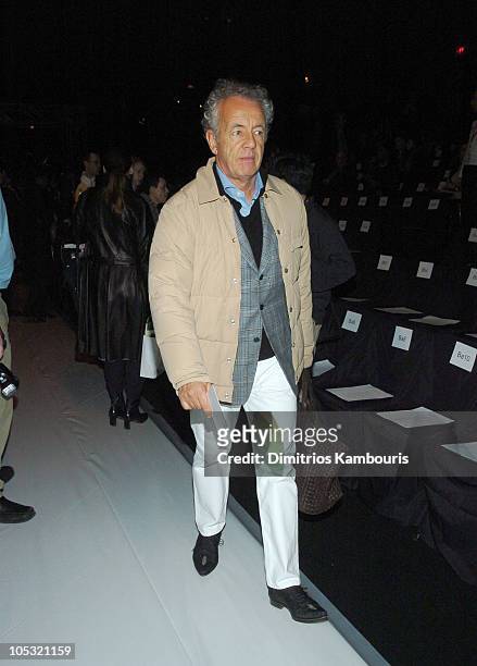 Gilles Bensimon during Olympus Fashion Week Fall 2004 - Narciso Rodriguez - Front Row and Backstage at The Tent at Bryant Park in New York City, New...