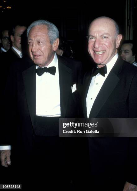 William S. Paley and Laurence Tisch during BBC Television Event in New York City, New York, United States.