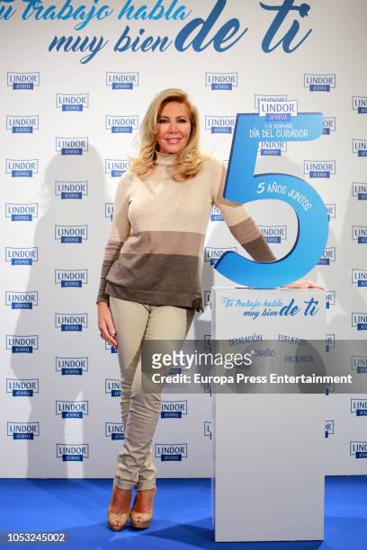 Norma Duval attends the '#DiadelCuidador' photocall at Petite Palace hotel on October 24, 2018 in Madrid, Spain.